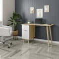 thumbnail image 3 of Bestar Procyon 48W Small Computer Desk in modern oak & white uv, 3 of 8