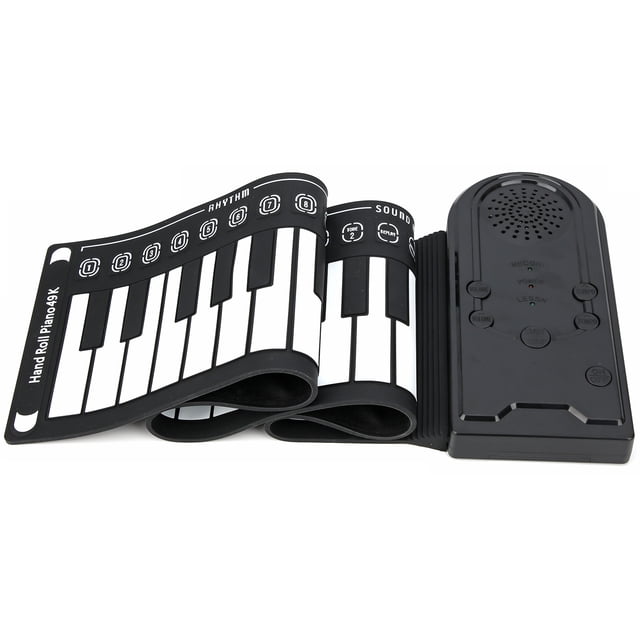 ATTOE Portable 49 Keys Electronic Keyboard Hand Rolling Up Piano for Children Kids Beginners(Black)-081401