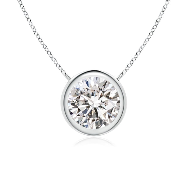 Angara Collier Diamant Naturel - Collier Solitaire Diamant Rond 1 ct en Or Blanc 14K pour Femmes