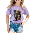 thumbnail image 4 of Toddler Girls USA 250th Anniversary T Shirt Patriotic American Flag Eagle Print Short Sleeve Tops Casual Comfort Tee for 1776-2026 America 250 Years Celebration Gibobby,13-14 Years,Purple, 4 of 5