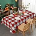 thumbnail image 4 of 60x84 Inch Checkered Farmhouse Linen Table Cloth Rectangle Buffalo Plaid Christmas Durable Tablecloth Striped Stain Resistant Table Cover for Dining Room Festival Party Table Decor, 4 of 7