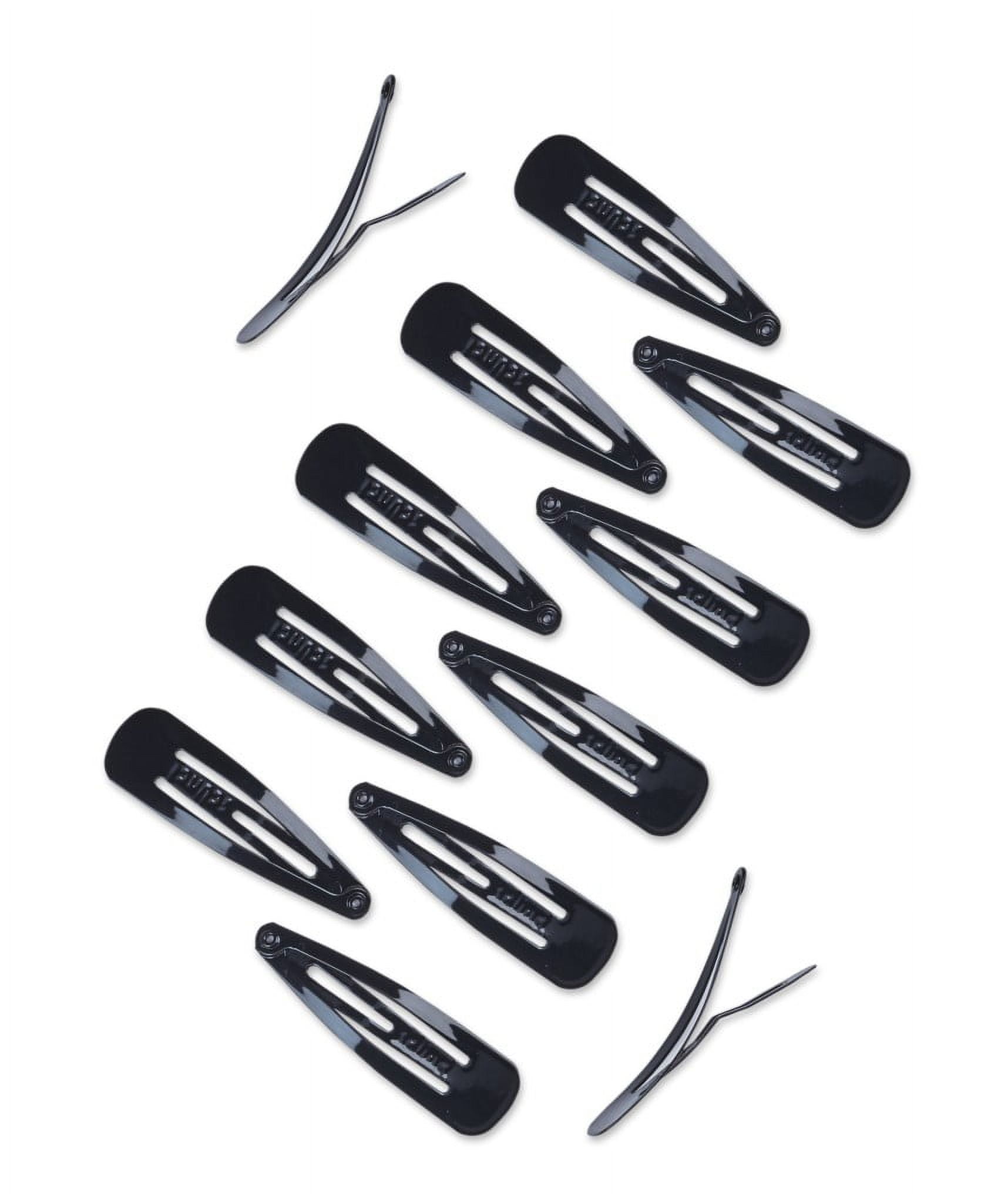 (4 pack) Scunci Open Center Metal Snap Clip Hair Barrettes, Black, 12 Count