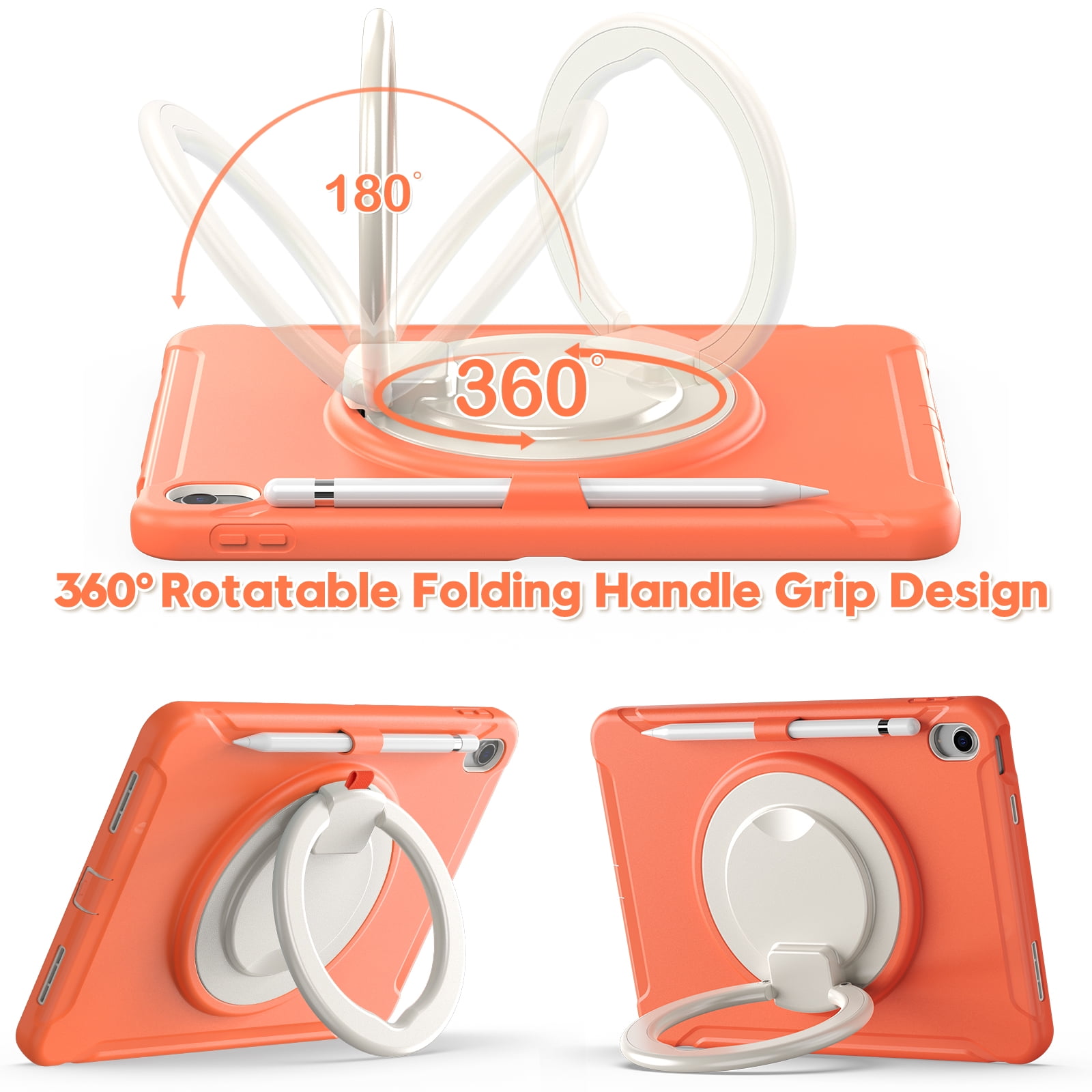 TECH CIRCLE for Apple iPad 10th Generation Case 10.9 inch 2022,360 Rotation Stand Heavy Duty Shockproof Rugged Soft Silicone Protective Case with Pencil Holder for Kids Girls Women,Light Blue
