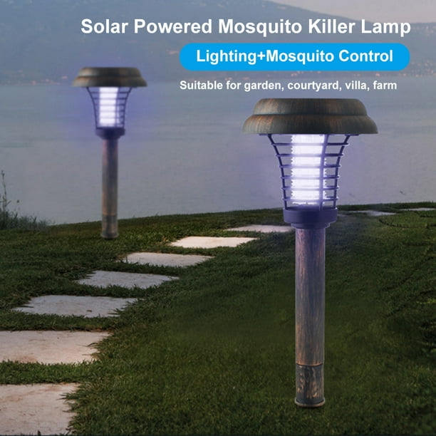 Lampe de tueur anti-moustique à l'énergie solaire extérieure IP65 résistant  à l'eau anti-moustiques piège à insectes bug Zapper antiparasitaire  répulsif pour jardin cour jardin pelouse 