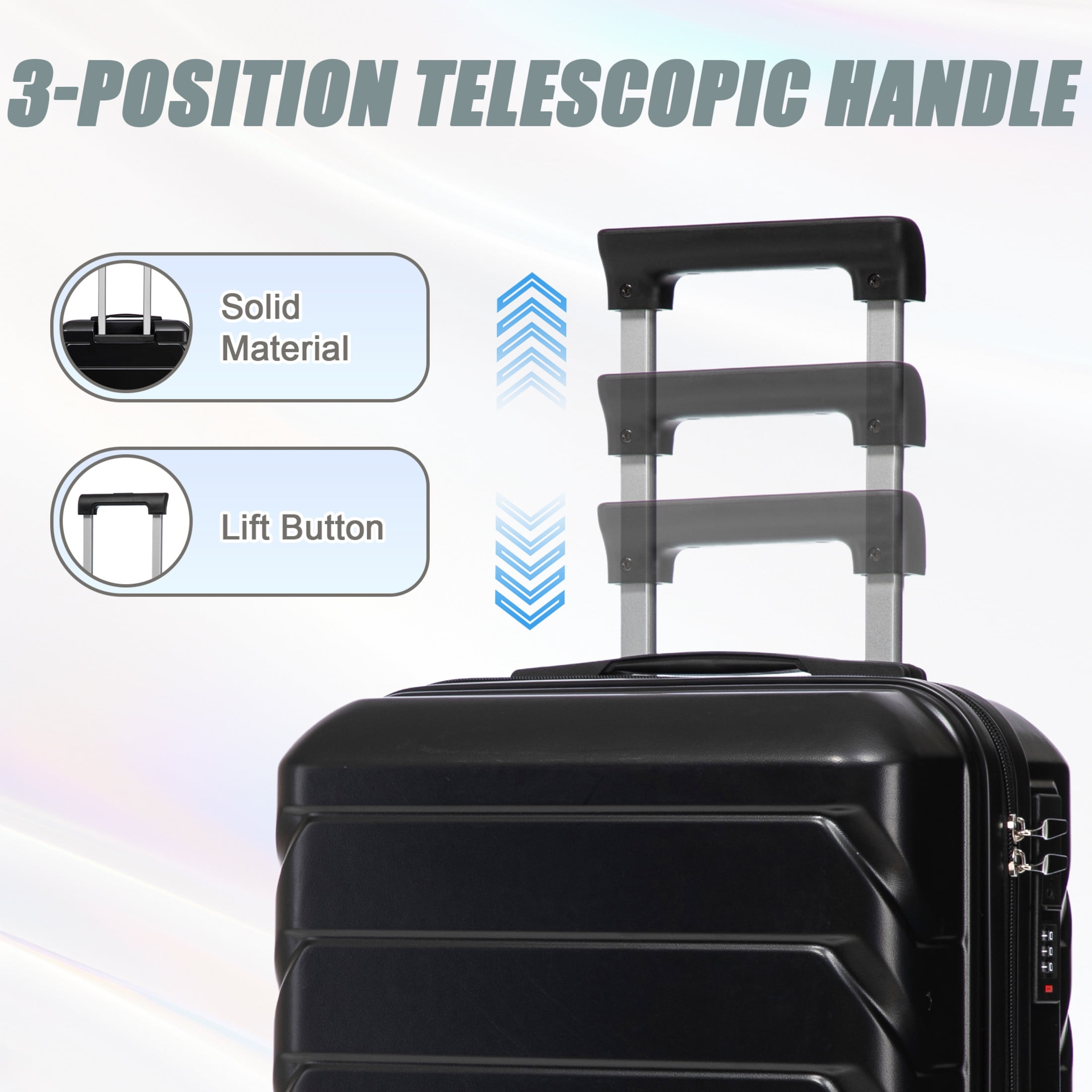 Noble House Lorven 2-Piece ABS Spinner Luggage Set, 20" Carry-On Suitcase and Cosmetic Case, Combination Lock, Black
