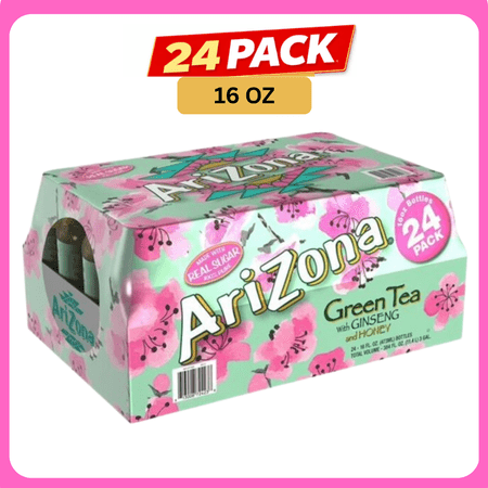 AriZona Green Tea with Ginseng & Honey 16 fl oz Bottles 24 Pack – Naturally Brewed Tea Beverage AriZona Green Tea with Ginseng & Honey 16 fl oz Bottles 24 Pack – Naturally Brewed Tea Beverage