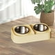 thumbnail image 5 of Juego de cuencos de comida para mascotas de acero inoxidable | Doble Bowl Antideslizante | Alimentador elevado de soporte de cuello | Diseño de boca ancha | 14,17x7,67 pulgadas | Limpieza fácil, 5 of 6