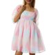 thumbnail image 2 of Vestido de princesa de tul con mangas abullonadas de Tsseiatte para mujer, minivestido de hada con teñido anudado y hombros descubiertos, vestido de fiesta de noche de corte A, 2 of 8