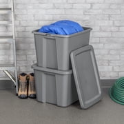 Sterilite 18 Gallon Large Storage Bin, Plastic Storage Container with Snap-On Lid, Gray