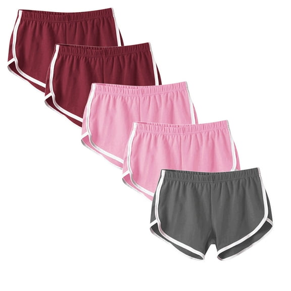 Aloohaidyvio 5 Pack Shorts for Women,Women's Yoga Dolphin Shorts Athletic Elastic Summer Breathable Sports Polyester Cotton Workout Shorts