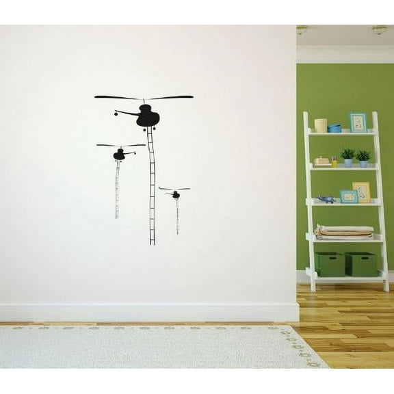 Custom Decal Vinyl Wall Sticker : Helicopter Chopper Military Use War Equipment Bedroom Bathroom Living Room Mural : 30 X60" -