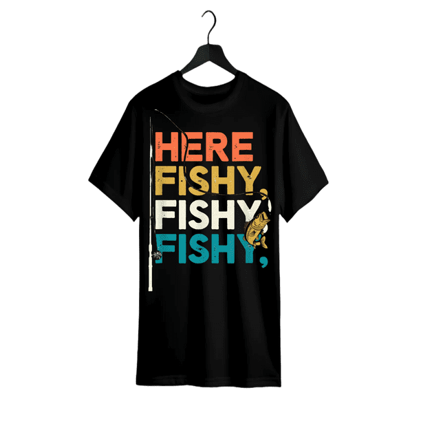 ¡Aquí tienes a Fishy! Divertida camiseta gráfica de pesca: 100 % algodón y con estilo.