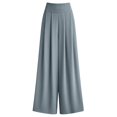 thumbnail image 6 of Karymi Women's Pants Solid High Waist Pleated Wide Leg Pants, Elastic Back Waist Casual Suit Trousers, Loose Flowy Yoga Palazzo Pants, 6 of 9