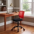 thumbnail image 1 of Homy Casa Kids Desk Chair, Adjustable Armless Swivel Task Chair with Wheels, Red and Black, 1 of 10