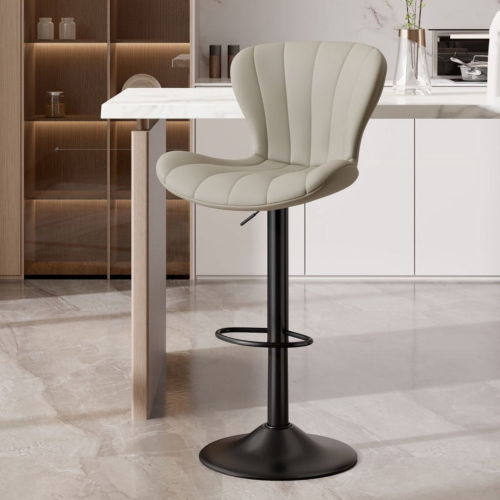 Hawsaiy Modern Swivel Bar Stools Set of 2, Faux Leather Upholstered Counter Height Bar Chairs, Waterproof Barstools for Kitchen Island & Home Bar,Khaki