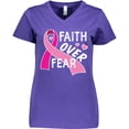 thumbnail image 3 of Inktastic Breast Cancer Awareness Faith Over Fear Women's V-Neck T-Shirt, 3 of 5
