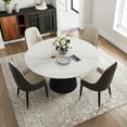 thumbnail image 4 of POVISON 47"Modern Round White Dining Table for 4, Glossy Sintered Stone Tabletop, Solid Black Carbon Steel Base, 4 of 8