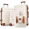 thumbnail image 1 of Merax Expandable Hardside Luggage Spinner Wheel Suitcase TSA Lock Suit Case, Brown and Ivory, 4-Piece Set, 1 of 4
