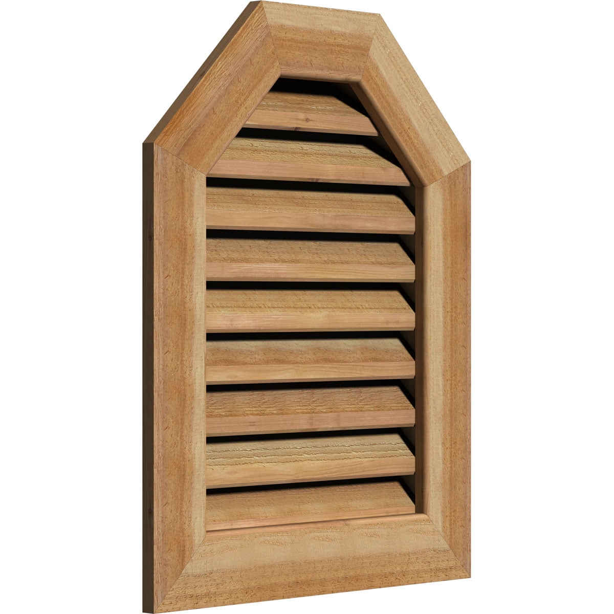 36"W x 30"H Octagonal Top Gable Vent (41"W x 35"H Frame Size): Unfinished, Functional, Rough Sawn Western Red Cedar Gable Vent w/ 1" x 4" Flat Trim Frame