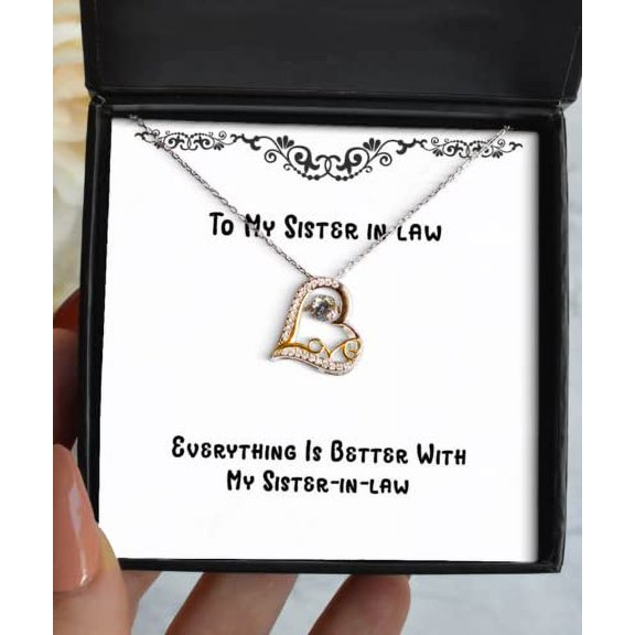 amangny Special Sister in Law Gifts, Everything is Better with My Sister-in-Law, Christmas Love Dancing Necklace for Sister in Law