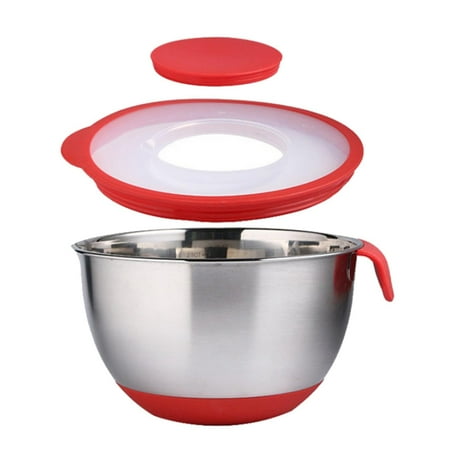 

Nesting Mixing Bowls with Lids Stainless Steel Salad Bowl Food Container Silicone Bottom 20cm