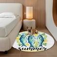 thumbnail image 3 of Summer Round Area Rugs 3 ft, Watercolor Green Fish Lemon Mint Buffalo Plaid Yellow Washable Small Area Rug with Non-Slip Sturdy Edge Binding Round Front Door Mat Floor Carpet for Entryway, 3 of 9