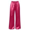 thumbnail image 7 of yeiolnoer Satin Pants for Women Loose Fit Wide Leg Trousers Lightweight Drawstring High Waisted Pants Trendy Clothes, 7 of 7