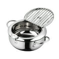 thumbnail image 1 of Deep Fryer Pot Tempura Frying Pan 304 Stainless Steel Flat Bottom Japanese Style Cookware W/Lid &amp; Temperature Control Thermometer, 1 of 9