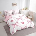thumbnail image 2 of Erosebridal Kids Cartoon Flowers Bowknot Twin Bedding Sets 7-Piece,Girls Teens Geometric Plaid Bedding Comforter Set,Pink Reversible,Lightweight Room Decor, 2 of 6