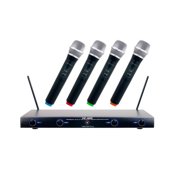 Sistema de Micrófono Inalámbrico VocoPro VHF40052 Recargable 4 Canales