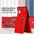 thumbnail image 5 of Crossbody Phone Case for iPhone XR Case with Card Holder for Women,iPhone XR Case Wallet with Strap Lanyard for Men,PU Leather Magnetic Clasp with Kickstand 6.1", Red, 5 of 9