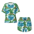 thumbnail image 2 of Yiaed Hawaii Palms Print Short Sleeve Pajama Sets for Women Casual Crew Neck 2 Piece Lounge Sets Women's Short-Sleeved Pajama-Small, 2 of 5