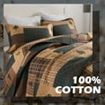 thumbnail image 2 of Y-PLWOMEN Cabin Quilt Queen Size - 100% Cotton Lodge Farmhouse Comforter Lightweight Quilted Bedspread, Plaid Bear and Deer Soft Bed Spread for Queen Bed with Pillow Shams, Dark Brown/Dark Green, 2 of 8
