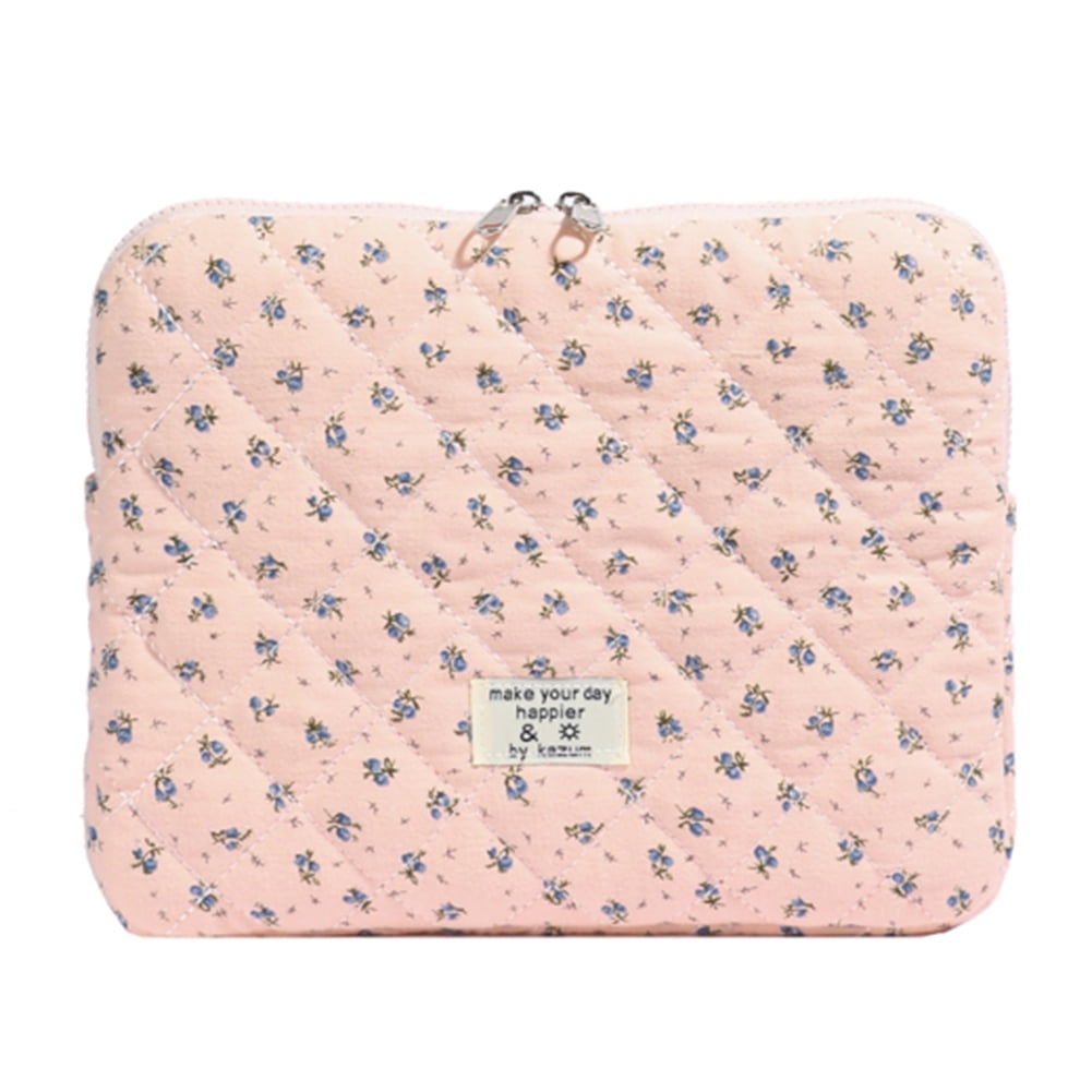 Yucurem Floral Laptop Sleeve Quilted Laptop Case For 11 Inch Laptop Tablet (pink) Multi-function computer bag (A)