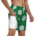 thumbnail image 3 of Picia Snowflake pattern Mens Swim Trunks with Compression Liner Stretch Beach Shorts Quick Dry with Zipper Pockets No-Chafing Board Shorts-3X-Large, 3 of 9