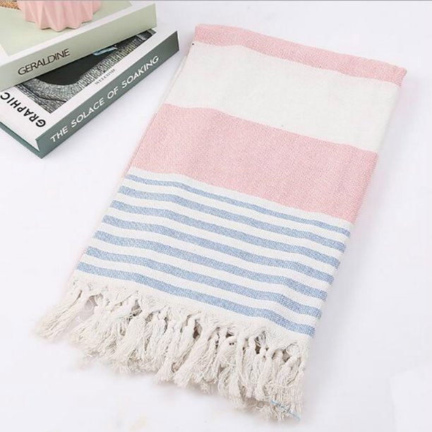 Toalla de baño de gran tamaño absorbente de algodón Arena turca con flecos a rayas de punto europeo y americano Wmkox397yii hfskjfh390