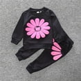 thumbnail image 2 of Odeerbi Baby Girls Clothes Toddler Outfit Children's Pullover Suit Kids Sunflower 2-piece Set Boys Sweatsuit Hot Pink, 2 of 5