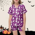 thumbnail image 2 of CONFREE Unisex Kids Halloween Pajamas Set Short Sleeve Cartoon Pumpkin Ghost Sleepwear Tops Pant Hallowmas Pjs for Toddler Boys Cozy Jammies, 2 of 5