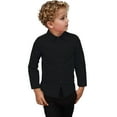 thumbnail image 2 of LOCHEX Boys Long Sleeve Button Down Dress Shirts Solid Gentleman's School Uniform Shirt Blouses for Boys Dress Tops for Big Kids Teen,Black,10, 2 of 7