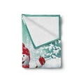 thumbnail image 2 of Christmas Soft Flannel Fleece Throw Blanket, Snow Covered Mountain Fir Trees and Skiing Snowman Fun Holiday Activity, Cozy Plush for Indoor and Outdoor Use, 70" x 90", Teal Red White, by Ambesonne, 2 of 5