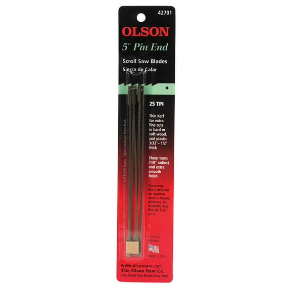 Olson Saw FR42701 6 Pack, 25 TPI, Scroll Saw Blade
