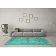 thumbnail image 3 of Ahgly Company Machine Washable Indoor Square Oriental Turquoise Blue Industrial Area Rugs, 5' Square, 3 of 4