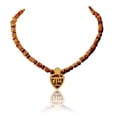 thumbnail image 4 of Kamada Combination of Shri Radha round pendant tulsi mala and exquisite Shri Radha Brown Tulsi (basil) mala,Spritual Pendant Necklace for Women and Men, 4 of 5