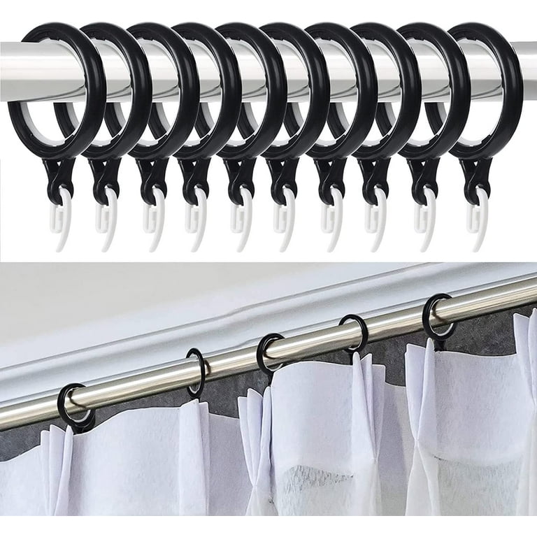32 Pack Plastic Curtain Rings with Drapery Hooks 30mm Curtain Rings Black  Curtain Hanging Rings for Hanging Curtain