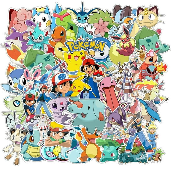 100 Pcs Pikachu Anime Stickers Cartoon Waterproof Stickers for Water Bottles, Laptop,Bumper,Computer Stickers and Decals