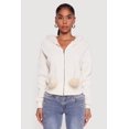 thumbnail image 2 of Women's Faux Fur Trim Zip Front Hoodie with Pom Poms, 2 of 5