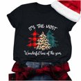thumbnail image 5 of jsaierl Christmas Shirts Women Short Sleeve Christmas Tree Leopard Graphic Tops Funny Crewneck Shirt Bleached Dressy Casual Tees Blouse Top Christmas Gifts for Women, 5 of 8