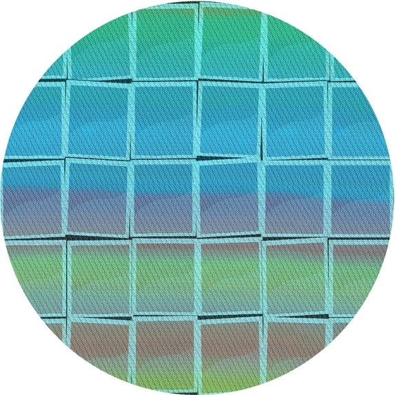 Ahgly Company Machine Washable Indoor Round Transitional Deep-Sea Green Area Rugs, 8' Round