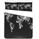 thumbnail image 1 of ABPHQTO Juego de ropa de cama de 3 piezas Funda nórdica con mapa del mundo de flores con 2 fundas de almohada para la decoración de la habitación del hogar, 1 of 4