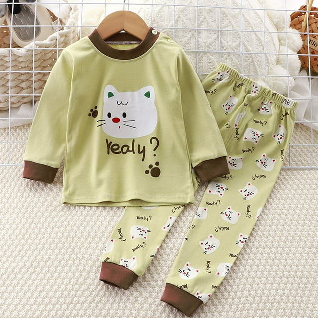 Weiqiqre Ensemble pour Enfants Confortable Nouvelle Mode Décontractée pour Enfants Pyjama Imprimé pour Garçons Manches Longues Col Rond Ensemble Vêtements de Maison pour Bébé